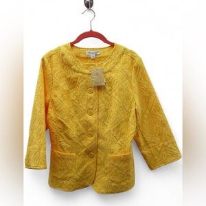 Vintage Coldwater Creek Yellow Textured Button-Up Blazer NWT